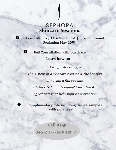 Sephora Skincare Sessions Poughkeepsie Galleria