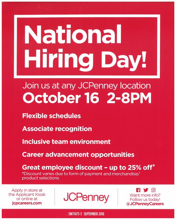 JCPenney's National Hiring Day! Poughkeepsie Galleria