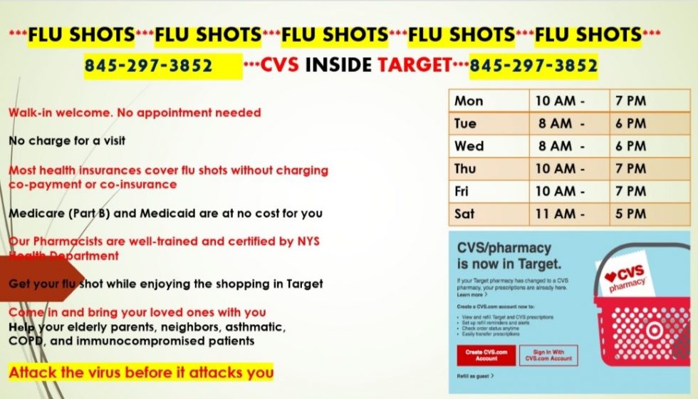 CVS inside Target Now Offering Flu Shots! Poughkeepsie Galleria