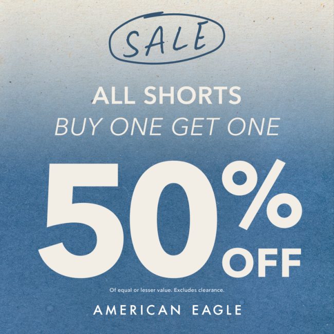 American Eagle Outfitters Campaign 68 American Eagle All Shorts Buy One Get One 50 Off EN 800x800 1